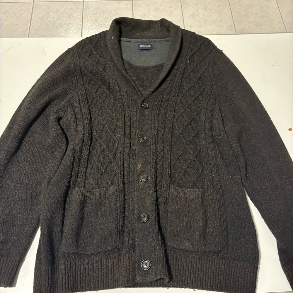 Haggar Men's Brown Cardigan Sweater